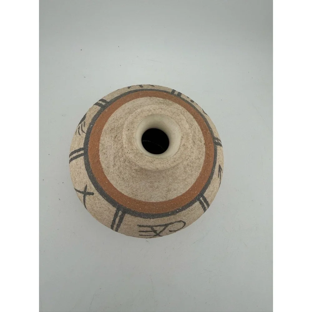 Vintage Southwestern‎ Style Ceramic Pot Hand Painted Native American Inspired